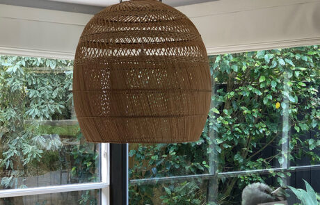 rattan dining pendant light in stalled by our residential electrician